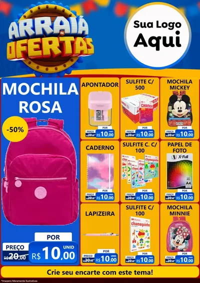 Modelo de Encarte para Encarte A4 Vertical com o tema Arraiá de Ofertas - Junina para Papelaria