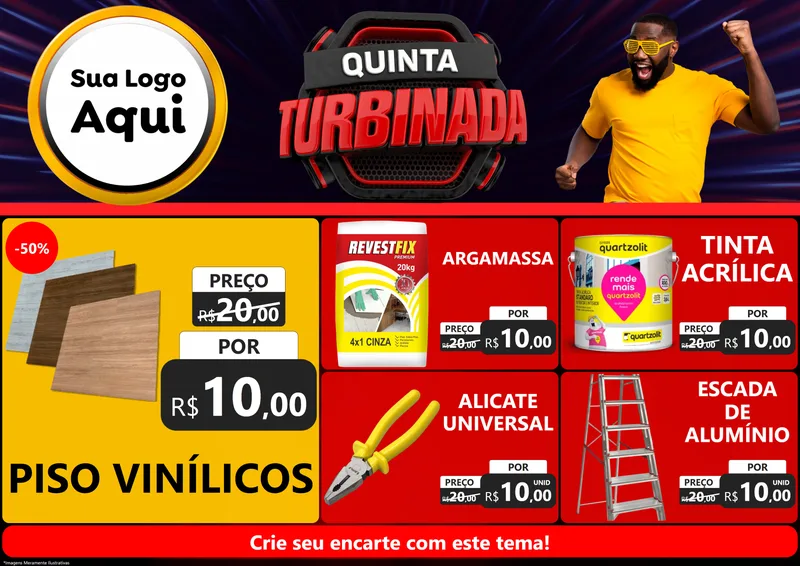 Modelo de Encarte para Encarte A4 Horizontal com o tema Quinta Turbinada para Material para Construção