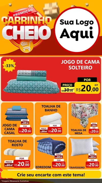 Modelo de Rede Social para Stories com o tema Promoção carrinho cheio para Cama, Mesa e Banho