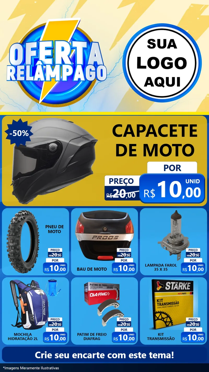 Modelo de Rede Social para Stories com o tema Oferta Relâmpago para Moto peças