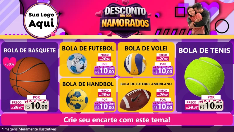 Modelo de TV para TV Horizontal com o tema Desconto Dia dos Namorados para Artigos Esportivos