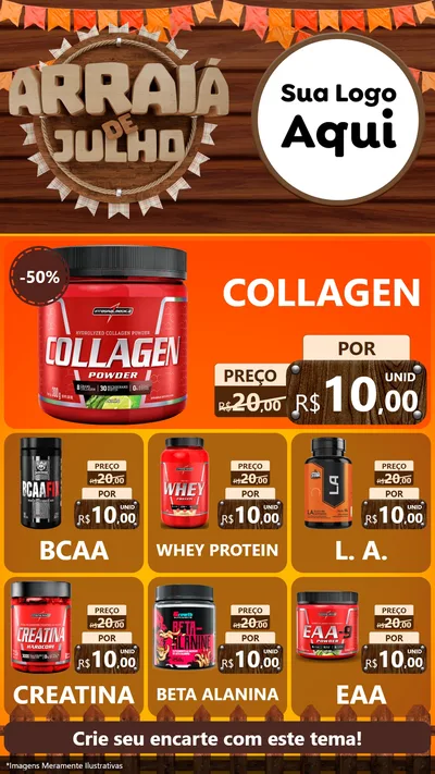 Modelo de Rede Social para Stories com o tema Arraiá de Julho - Junina para Suplementos alimentares