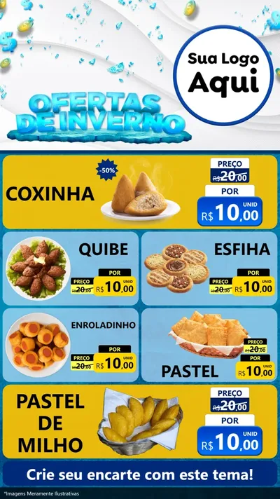 Modelo de TV para TV Vertical com o tema Ofertas de Inverno para Salgadaria