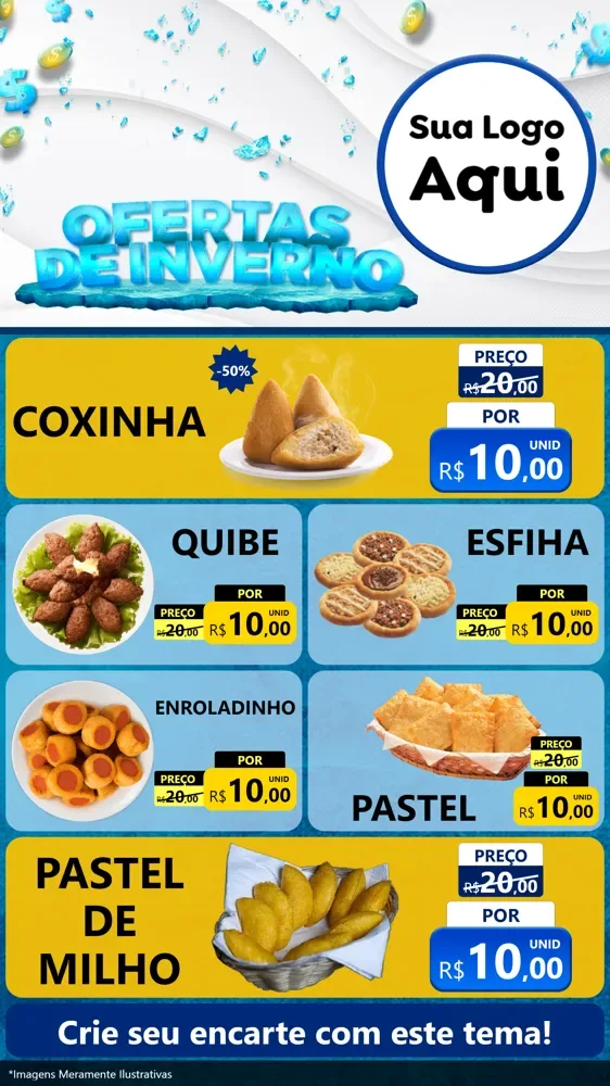Modelo de TV para TV Vertical com o tema Ofertas de Inverno para Salgadaria