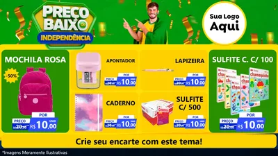 Modelo de TV para TV Horizontal com o tema Preço Baixo de Independência para Papelaria