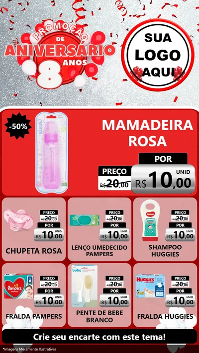 Modelo de Rede Social para Stories com o tema Promoção de Aniversário - 8 Anos para Bebês