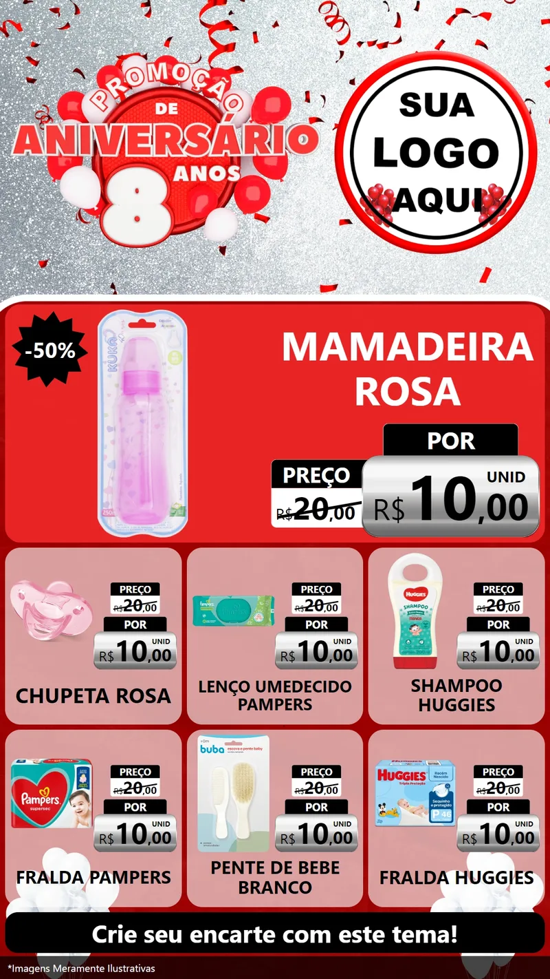 Modelo de Rede Social para Stories com o tema Promoção de Aniversário - 8 Anos para Bebês