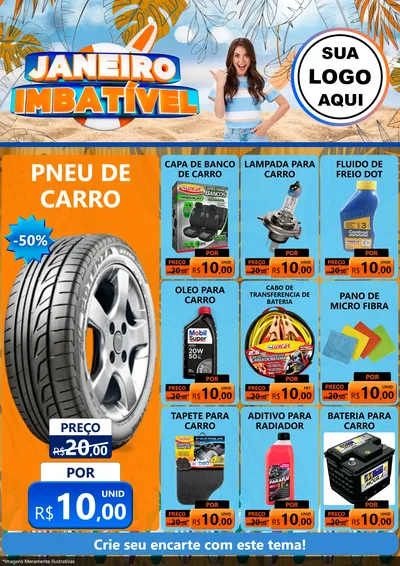 Modelo de Encarte para Encarte A4 Vertical com o tema Janeiro Imbatível para Auto peças