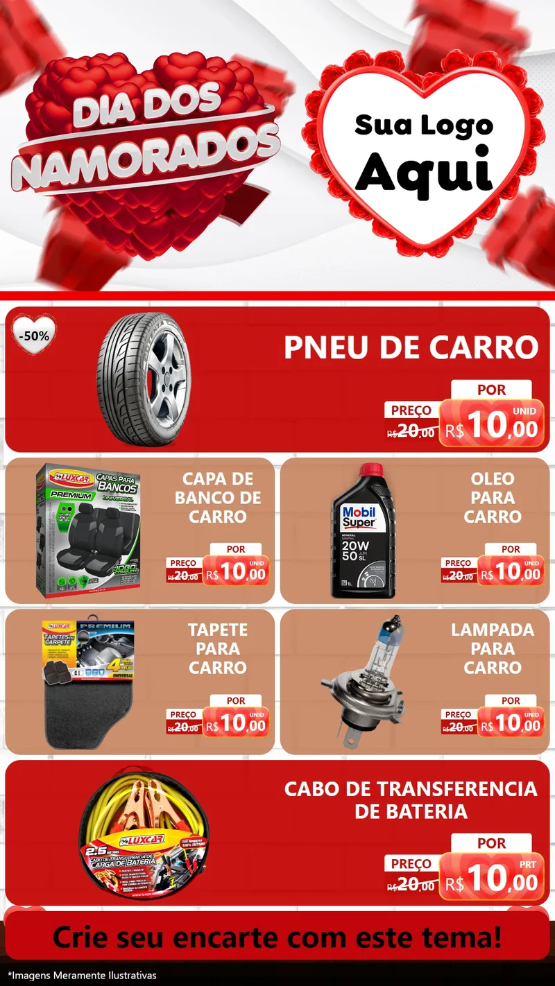 Modelo de TV para TV Vertical com o tema Dia dos Namorados para Auto peças