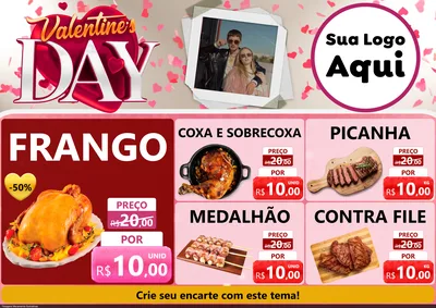 Modelo de Encarte para Encarte A4 Horizontal com o tema Valentine's Day para Assados