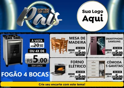 Modelo de Encarte para Encarte A4 Horizontal com o tema Sorteio Dia Dos Pais para Móveis e Eletro