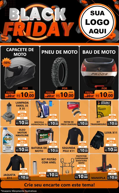 Modelo de Encarte para Encarte Grande com o tema Black Friday para Moto peças