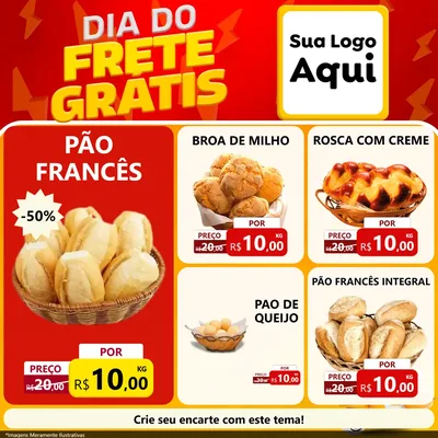 Modelo de Rede Social para Feed Facebook com o tema Dia do Frete Grátis para Padaria