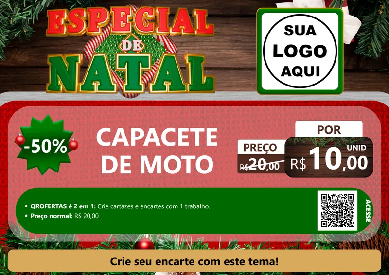 Modelo de Cartaz para Cartaz A4 Horizontal com o tema Especial de Natal para Moto peças