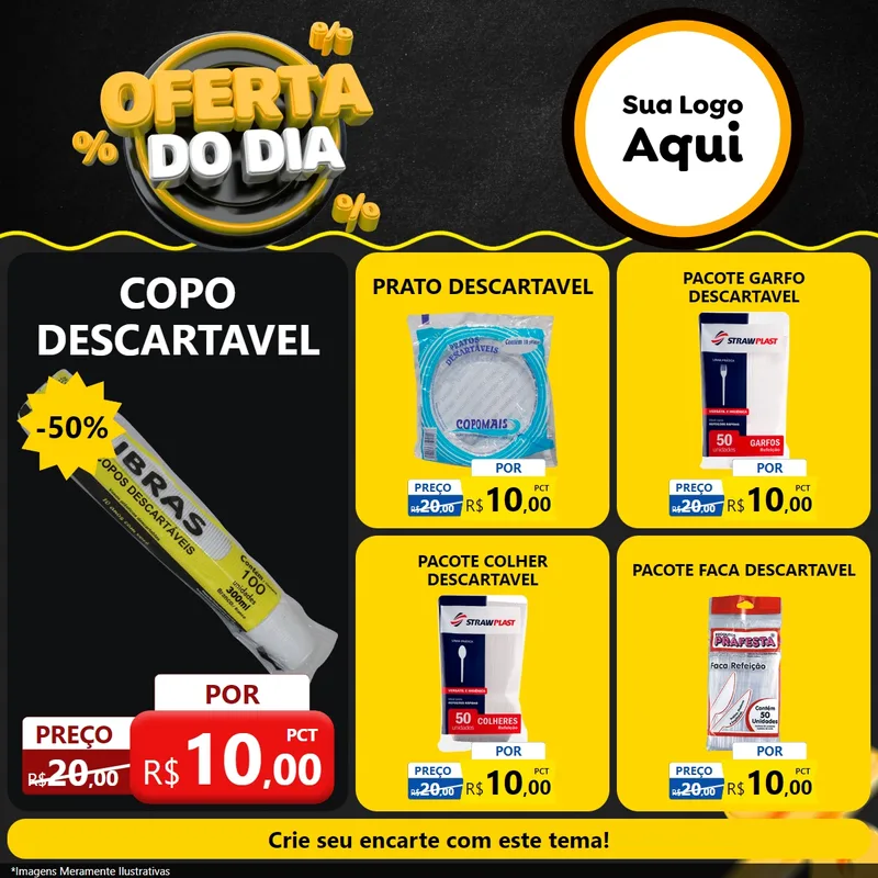 Modelo de Rede Social para Feed Facebook com o tema Oferta Do Dia para Embalagens