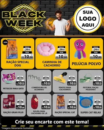 Modelo de Rede Social para Feed Instagram com o tema Black Week para Pet Shop
