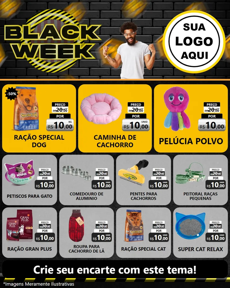 Modelo de Rede Social para Feed Instagram com o tema Black Week para Pet Shop
