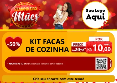 Modelo de Cartaz para Cartaz A4 Horizontal com o tema Semana das Mães para Utilidades Domésticas