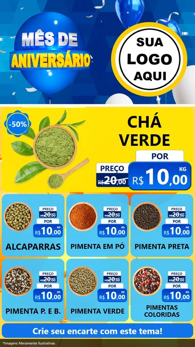 Modelo de Rede Social para Stories com o tema Mês de Aniversário para Produtos Naturais