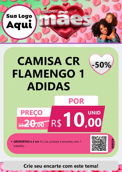Modelo de Cartaz para Cartaz A4 Vertical com o tema Dia das Mães para Roupas e acessórios