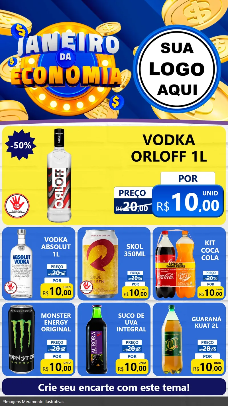 Modelo de Rede Social para Stories com o tema Janeiro da Economia para Distribuidora de bebidas