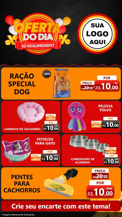 Modelo de TV para TV Vertical com o tema Oferta do Dia - Só hoje, Aproveite! para Pet Shop