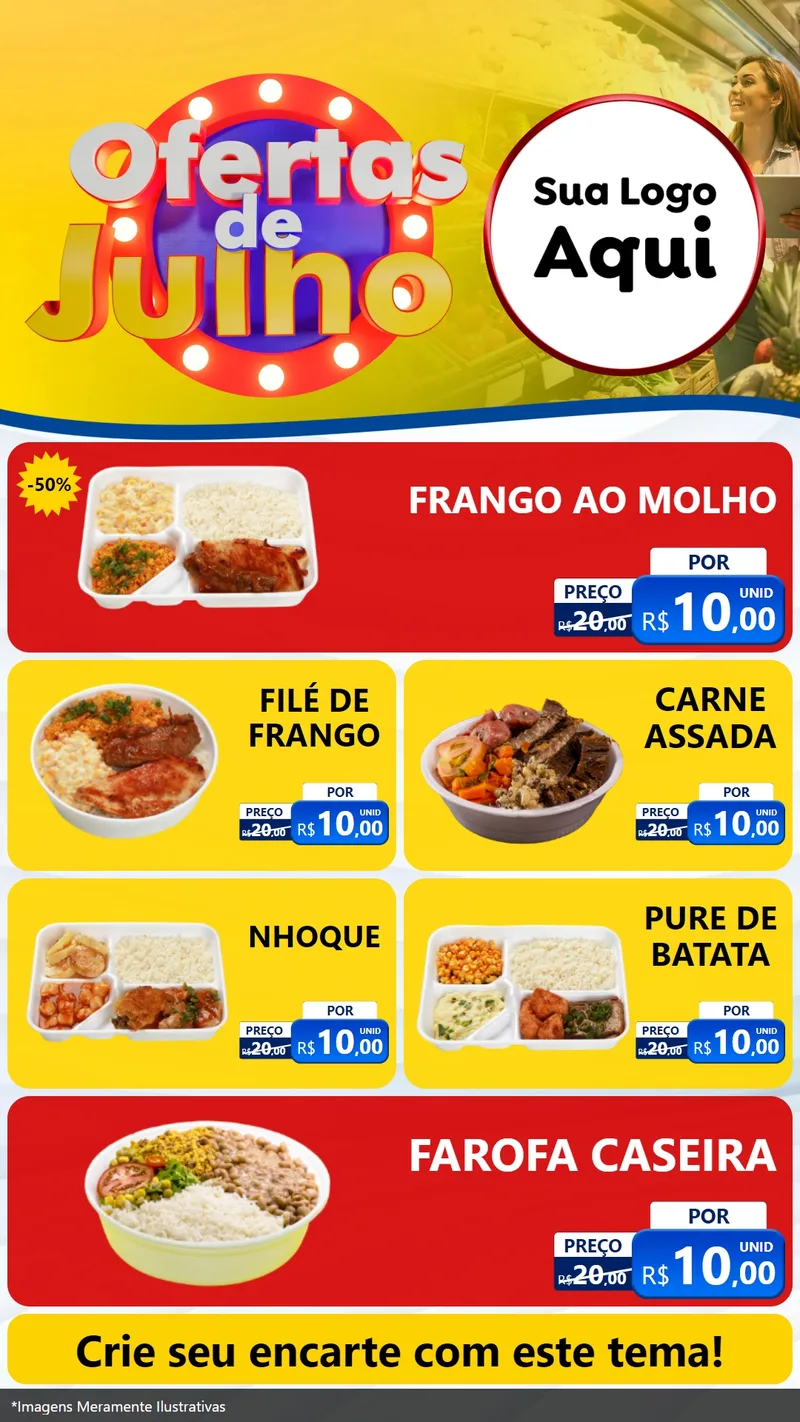 Modelo de TV para TV Vertical com o tema Ofertas de Julho para Restaurante