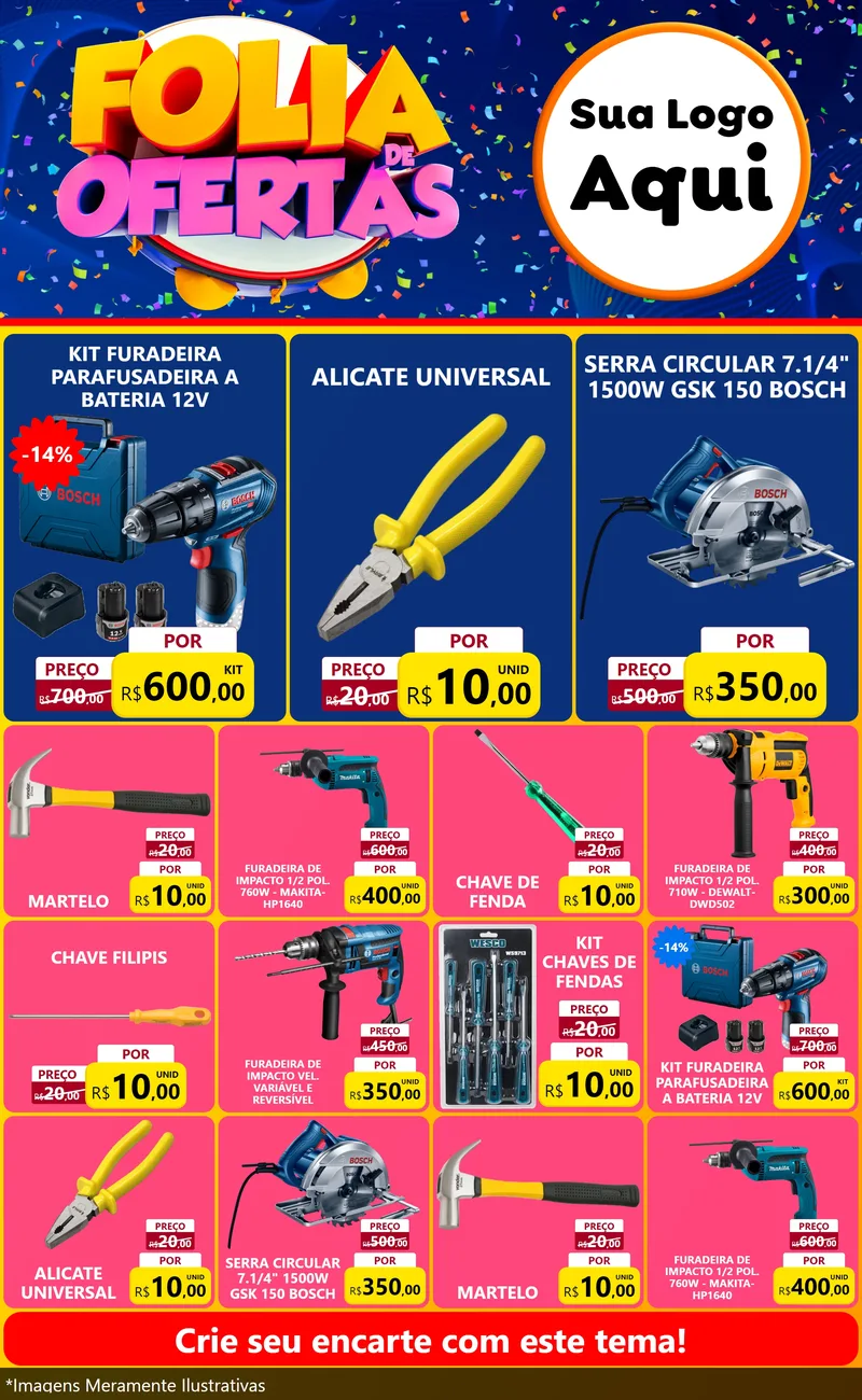 Modelo de Encarte para Encarte Grande com o tema Folia de Ofertas para Maquinas e Ferramentas