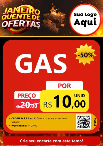 Modelo de Cartaz para Cartaz A4 Vertical com o tema Janeiro Quente de Ofertas para Água e gás