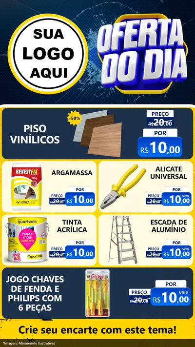 Modelo de TV para TV Vertical com o tema Oferta do Dia - Material de Construção para Material para Construção