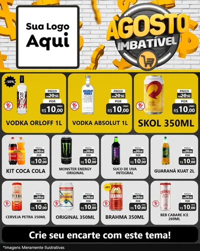 Modelo de Rede Social para Feed Instagram com o tema Agosto imbatível para Distribuidora de bebidas