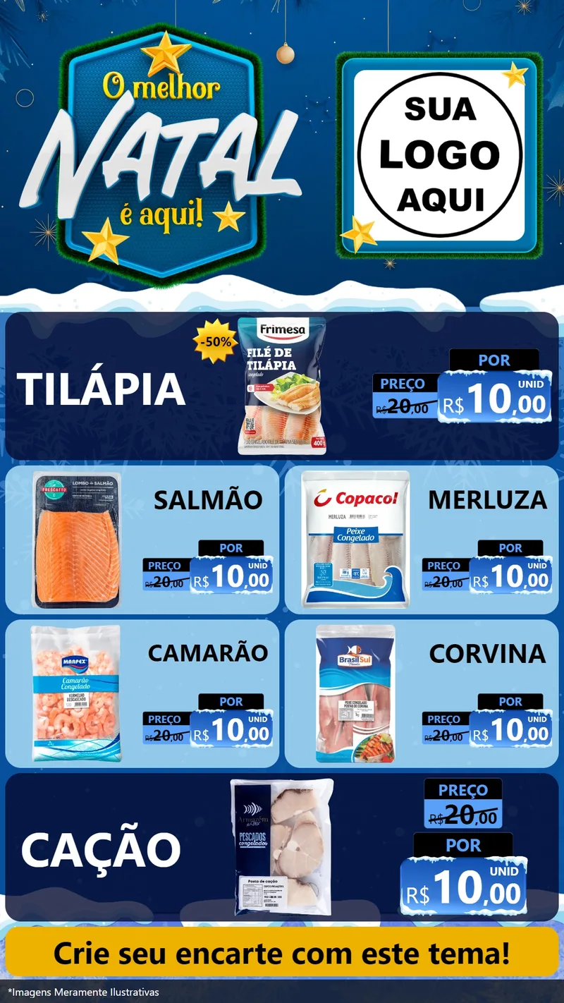 Modelo de TV para TV Vertical com o tema O Melhor Natal É Aqui! para Peixaria