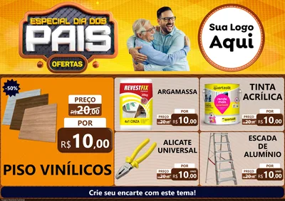 Modelo de Encarte para Encarte A4 Horizontal com o tema Especial Dia dos Pais para Material para Construção