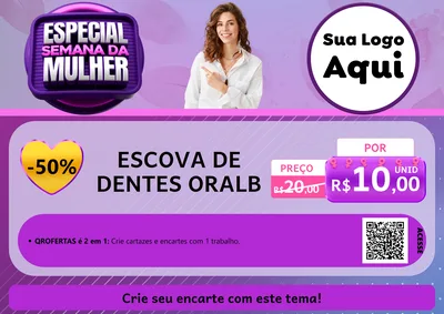 Modelo de Cartaz para Cartaz A4 Horizontal com o tema Especial Semana da Mulher para Higiene Pessoal