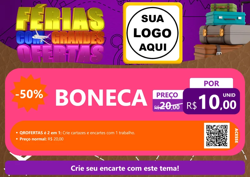 Modelo de Cartaz para Cartaz A4 Horizontal com o tema Férias com Grandes Ofertas para Brinquedos