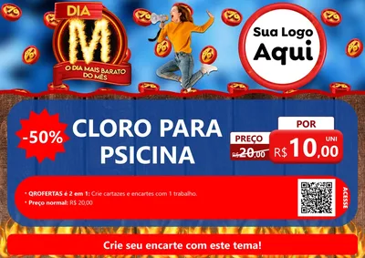 Modelo de Cartaz para Cartaz A4 Horizontal com o tema Dia M - O Dia Mais Barato Do Mês para Produtos para Piscina