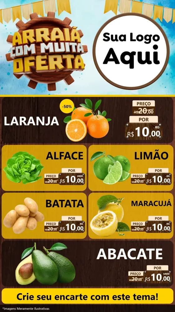 Modelo de TV para TV Vertical com o tema Ofertas de São João - Junina para Hortifrúti