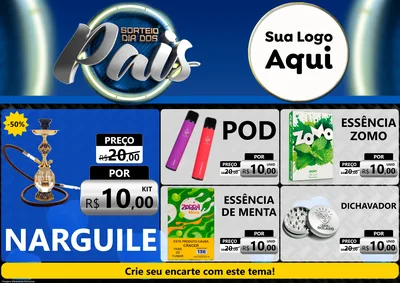 Modelo de Encarte para Encarte A4 Horizontal com o tema Sorteio Dia Dos Pais para Tabacaria