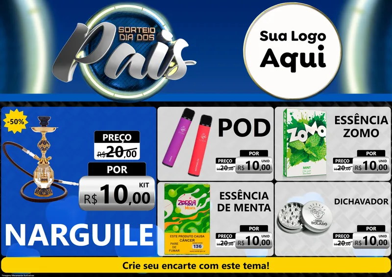 Modelo de Encarte para Encarte A4 Horizontal com o tema Sorteio Dia Dos Pais para Tabacaria