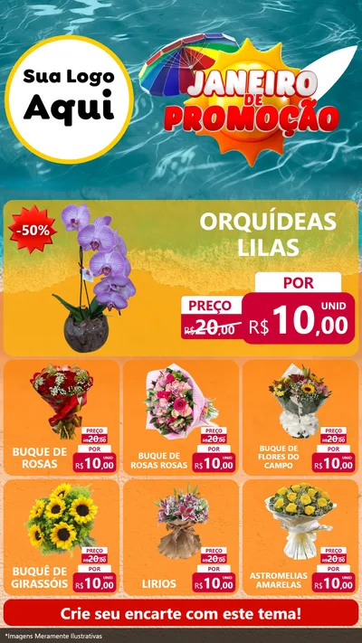 Modelo de Rede Social para Stories com o tema Janeiro de Promoção para Floricultura e jardim