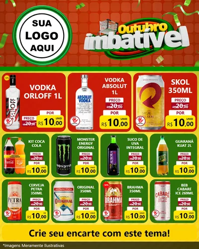 Modelo de Rede Social para Feed Instagram com o tema Outubro Imbatível para Distribuidora de bebidas