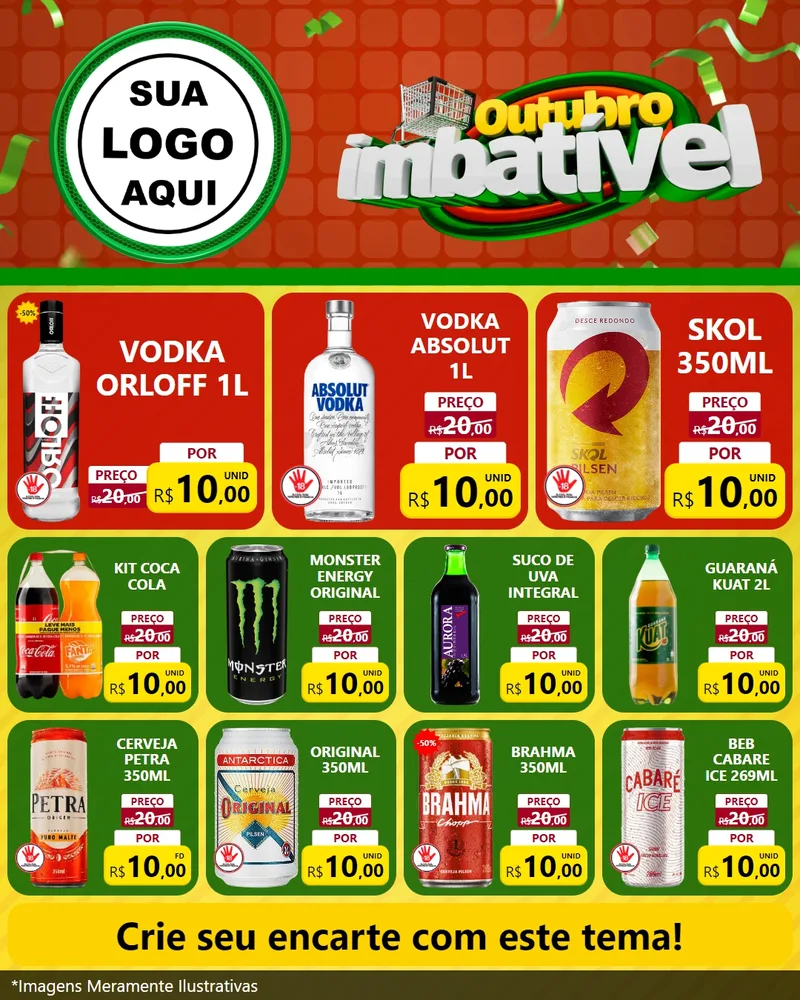 Modelo de Rede Social para Feed Instagram com o tema Outubro Imbatível para Distribuidora de bebidas