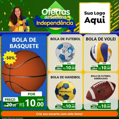 Modelo de Rede Social para Feed Facebook com o tema Ofertas da Semana da Independência para Artigos Esportivos