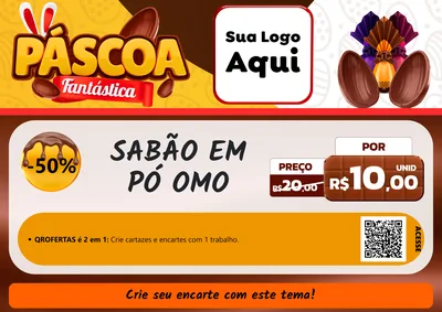 Modelo de Cartaz para Cartaz A4 Horizontal com o tema Páscoa Fantástica para Produtos de Limpeza