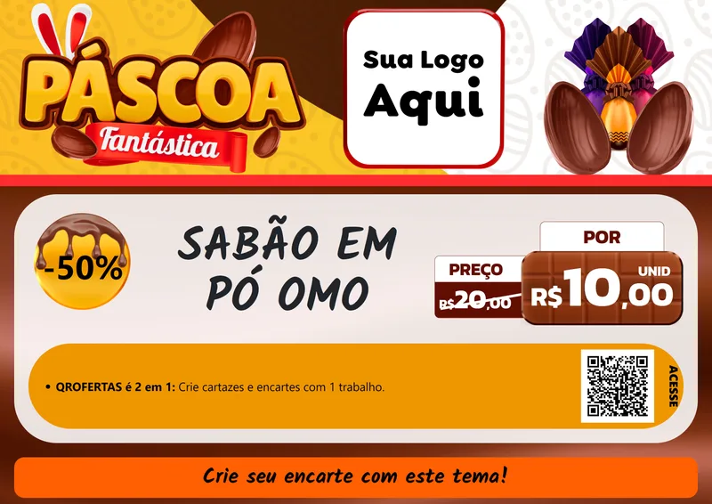 Modelo de Cartaz para Cartaz A4 Horizontal com o tema Páscoa Fantástica para Produtos de Limpeza