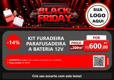 Modelo de Cartaz para Cartaz A4 Horizontal com o tema Black Friday para Maquinas e Ferramentas