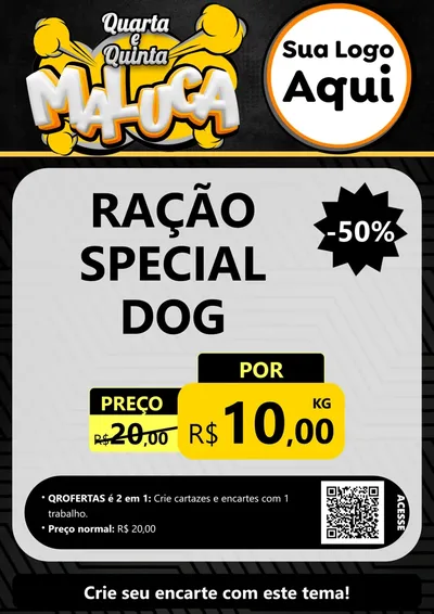 Modelo de Cartaz para Cartaz A4 Vertical com o tema Quarta e Quinta Maluca para Pet Shop