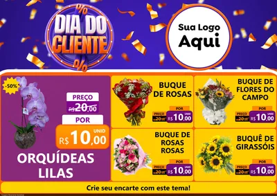 Modelo de Encarte para Encarte A4 Horizontal com o tema Dia do Cliente para Floricultura e jardim