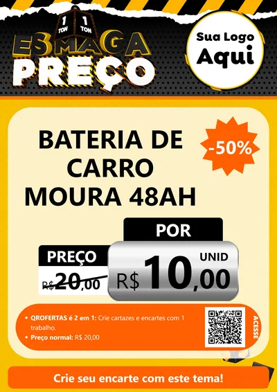 Modelo de Cartaz para Cartaz A4 Vertical com o tema Esmaga Preço para Baterias Elétricas