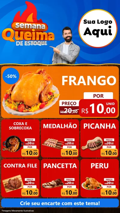 Modelo de Rede Social para Stories com o tema Semana Queima de Estoque para Assados